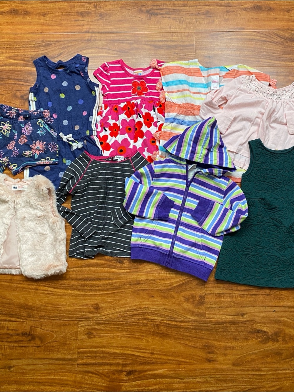 Girls Cat & Jack + Sweet Potatoes + Oshkosh + H&M 9 Piece Clothing Bundle Size 2